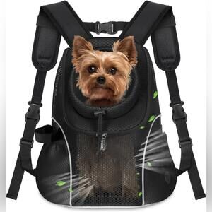 NWT WOYYHO Pet Dog Backpack Carrier Ventilated Mesh, Medium, 5-9lbs, Black